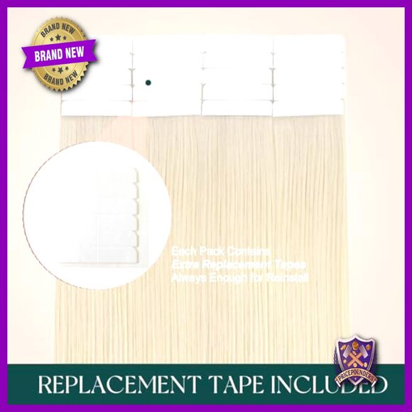 24 Inch Tape In Human Hair Extensions 20pcs 50g Long Straight Reusable main image 5